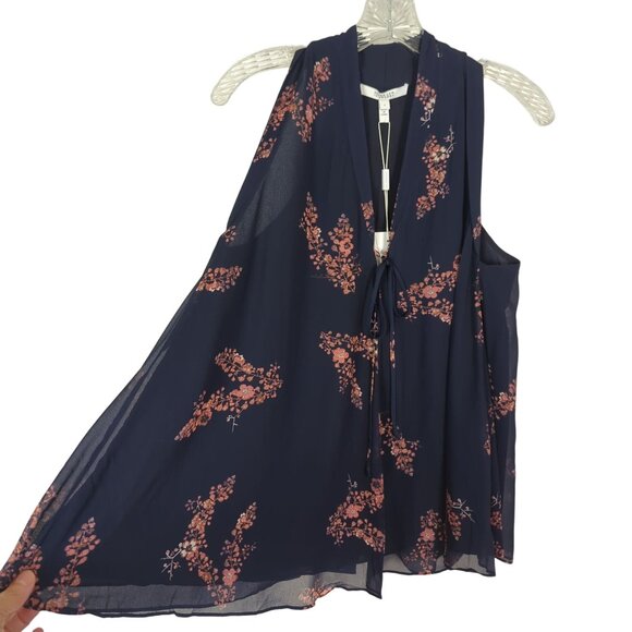 DEREK LAM 10 CROSBY Top Womens Sz 8 blue Floral sleeveless summer Bohemian - Picture 3 of 12